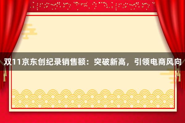 双11京东创纪录销售额：突破新高，引领电商风向